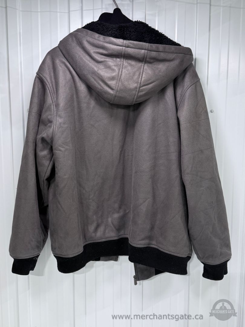 CSG Champs Sports Gear Men’s Grey Sherpa-Lined Hooded Jacket Size XL