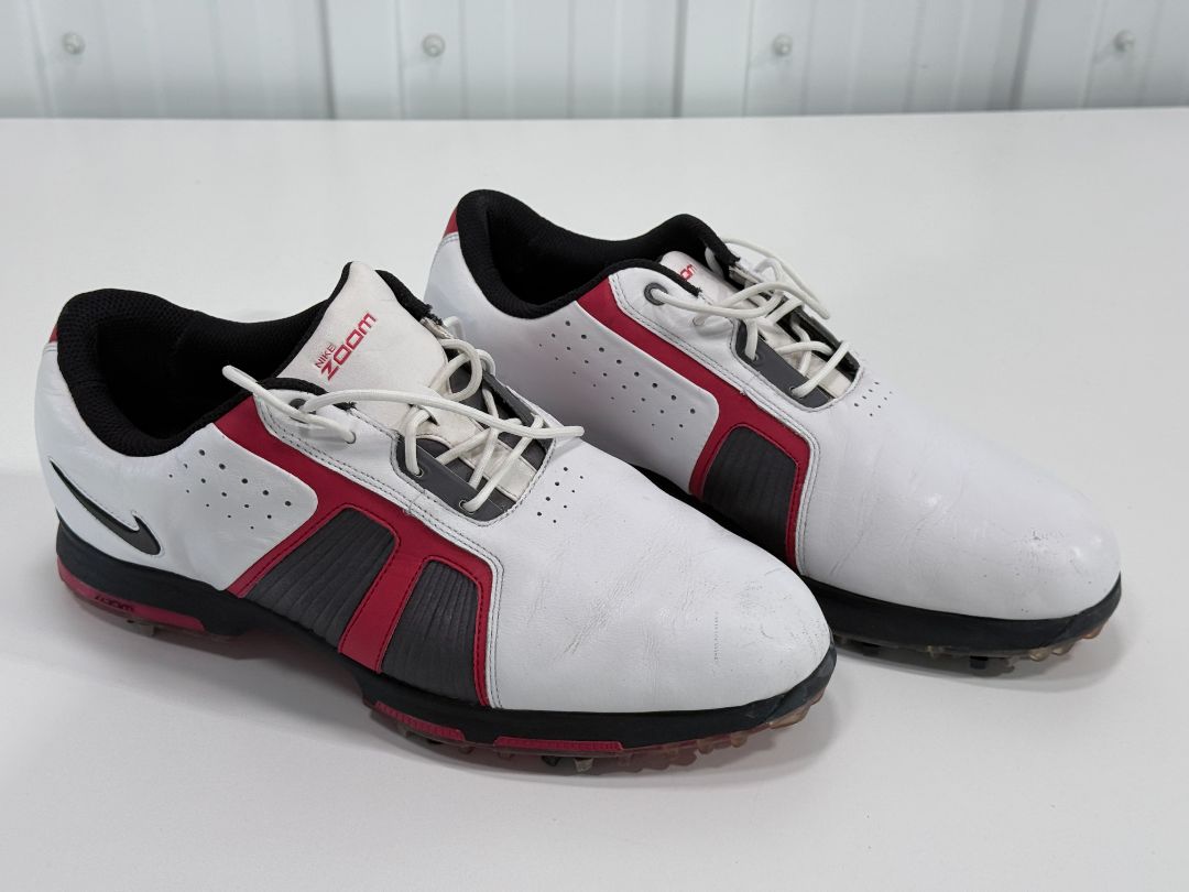 Nike Zoom Trophy Men’s Golf Shoes Size 9.5 – White Red Black Leather Spikes