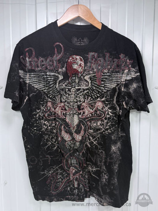 Xzavier Limited Street Fabrix Y2K Rhinestone Gothic Graphic T-Shirt Men’s Large