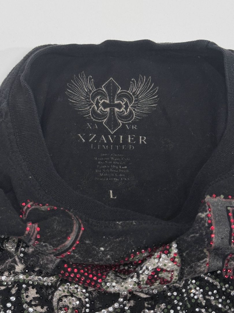 Xzavier Limited Street Fabrix Y2K Rhinestone Gothic Graphic T-Shirt Men’s Large