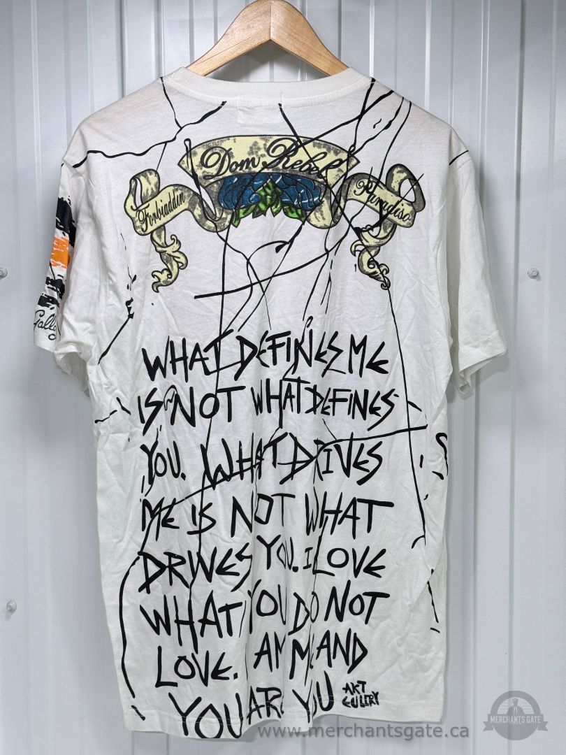 Dom Rebel Forbidden Paradise Rhinestone Skull Wings T-Shirt Men’s XL