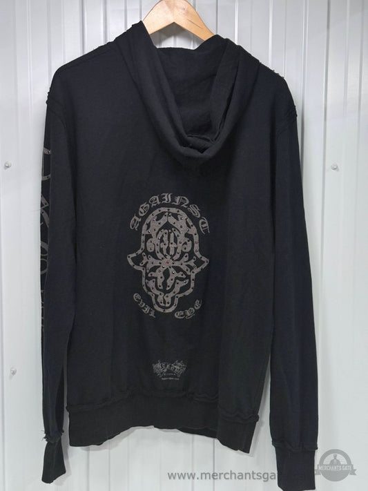Troy Brand Against Evil Eye Rhinestone Hamsa Zip Hoodie Made in USA