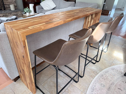 Custom Solid Wood Waterfall Sofa Bar Console Table – 72" x 14" x 36"