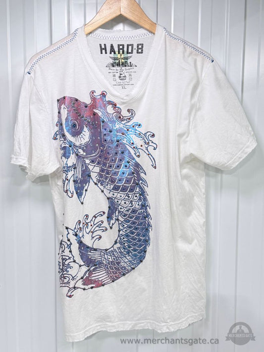 Hard 8 Los Angeles Rhinestone Koi Fish Graphic T-Shirt Men’s XL Made in USA