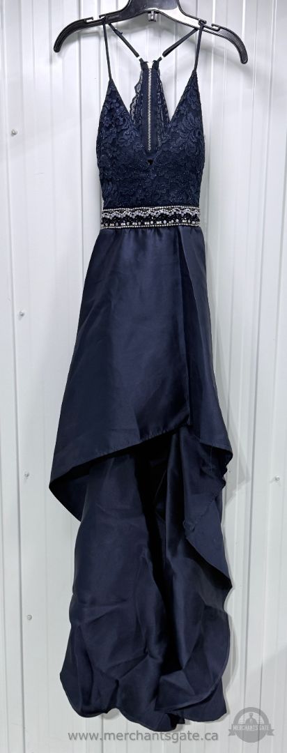 Le Château Navy Blue Lace High-Low Formal Prom Dress Size 7