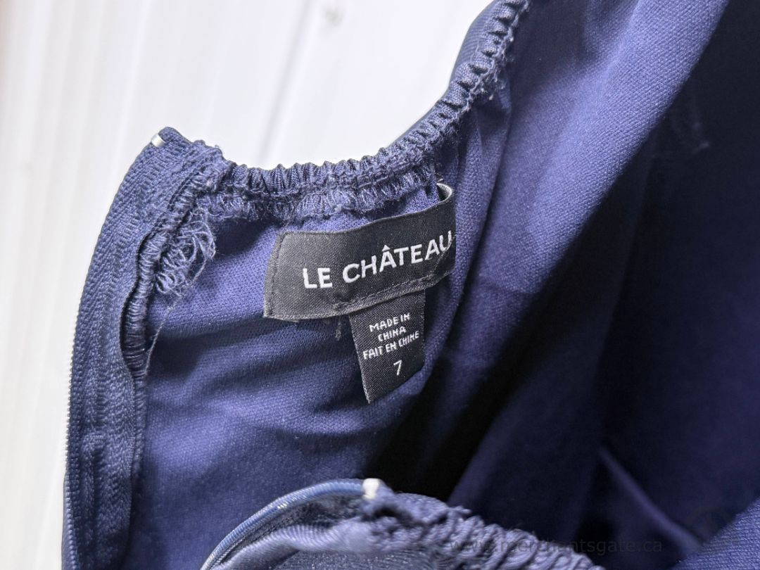Le Château Navy Blue Lace High-Low Formal Prom Dress Size 7