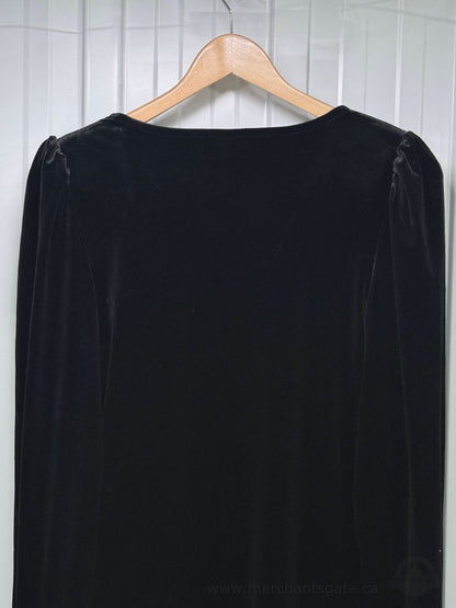 ONLY Women’s Black Velvet Velour Long-Sleeve V-Neck Dress Size 4