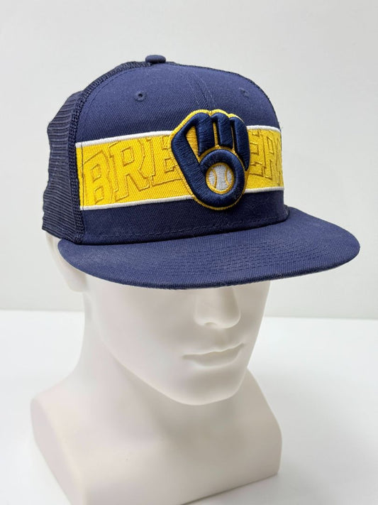 Milwaukee Brewers New Era 9Fifty Snapback Trucker Cap Navy/Yellow
