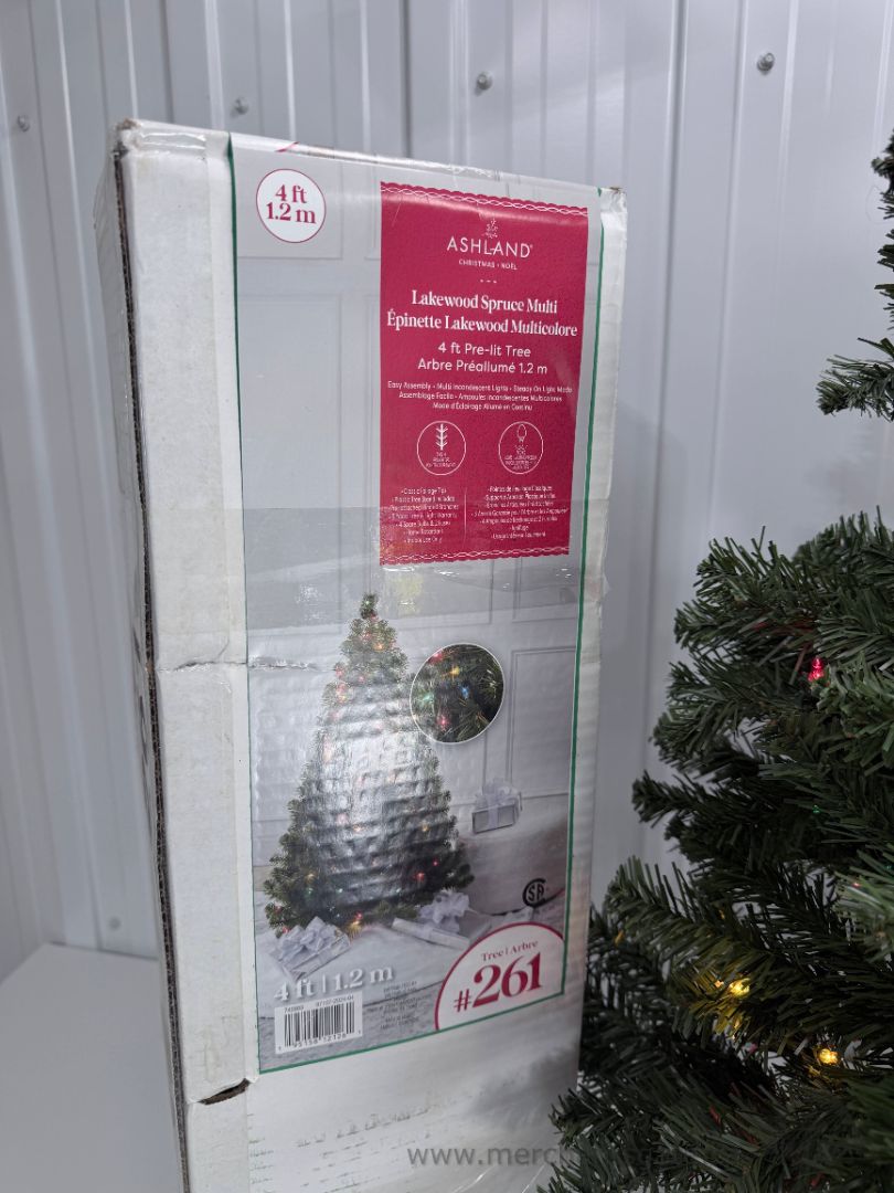 Ashland Lakewood Spruce 4-Foot Pre-Lit Artificial Christmas Tree with Multicolour Lights