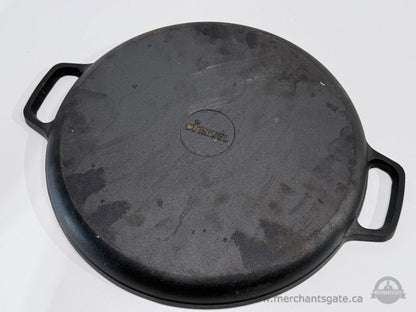Cuisinel 13.5" Cast Iron Pizza Pan Round Griddle Skillet with Dual Handles