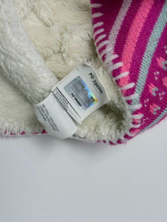 The North Face Pink Winter Pom Pom Polar Bear Earflap Hat Youth Kids Toddler