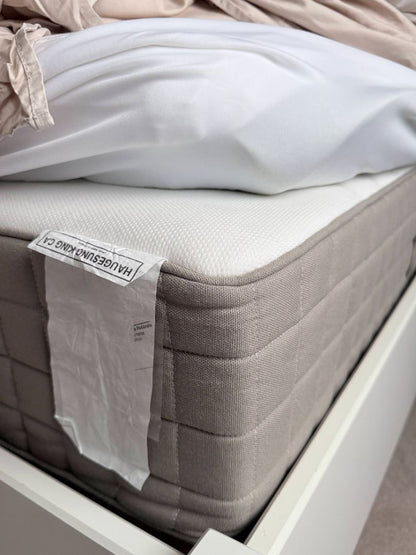 IKEA HAUGESUND King Size Pocket Spring Mattress with Free Topper and Mattress Pad