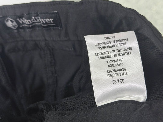 WindRiver Men's Creekside Outdoor Hiking Pants Black Size 32 x 30