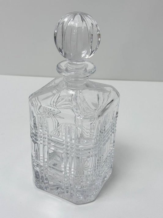 Vintage Cut Glass Decanter with Stopper – 10" Tall