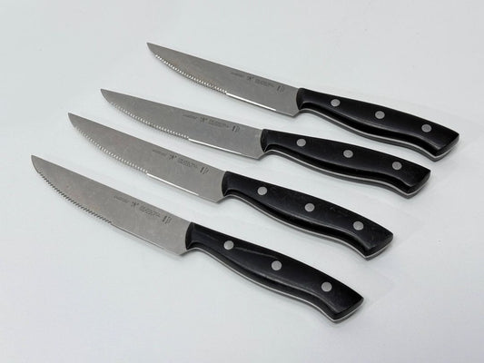 4 x Henckels Fine Edge Pro V 4.5" Serrated Steak Knives Stainless Steel
