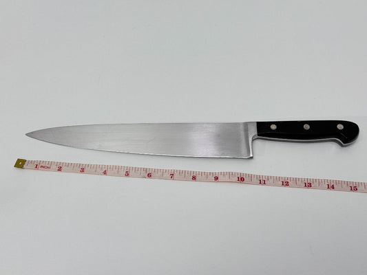 Vintage 10 Inch Chef Knife Stainless Blade with Black Handle