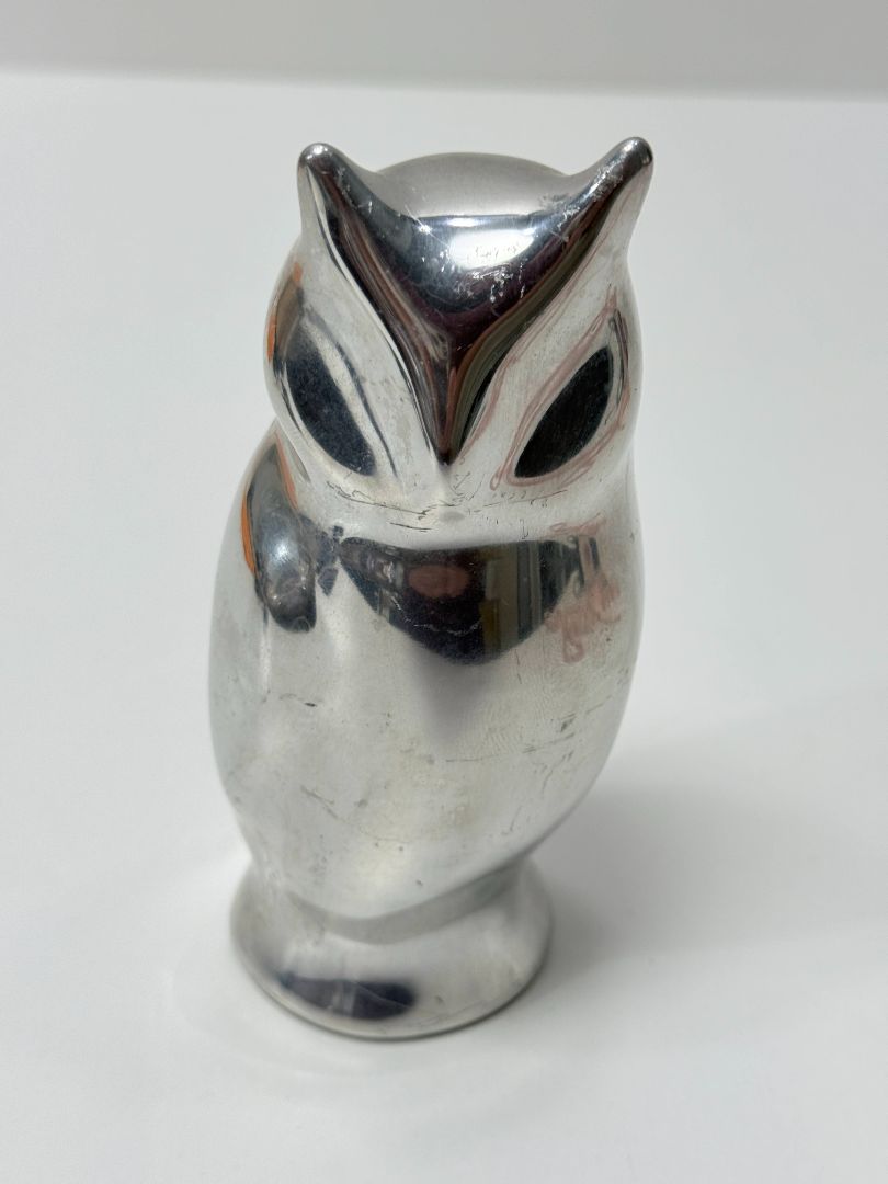 Hoselton Cast Aluminum Owl Sculpture Signed Canada Figurine 6 Inch