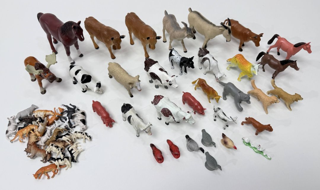 Farm Animal Toy Lot Plastic Figures Mixed Sizes Playset Collection
