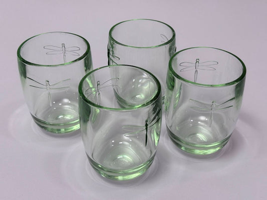 Set of 4 La Rochère France Dragonfly Glass Tumblers – 4" Tall