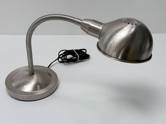 Brushed Steel Gooseneck Desk Lamp with LED Bulb – 18" Reach