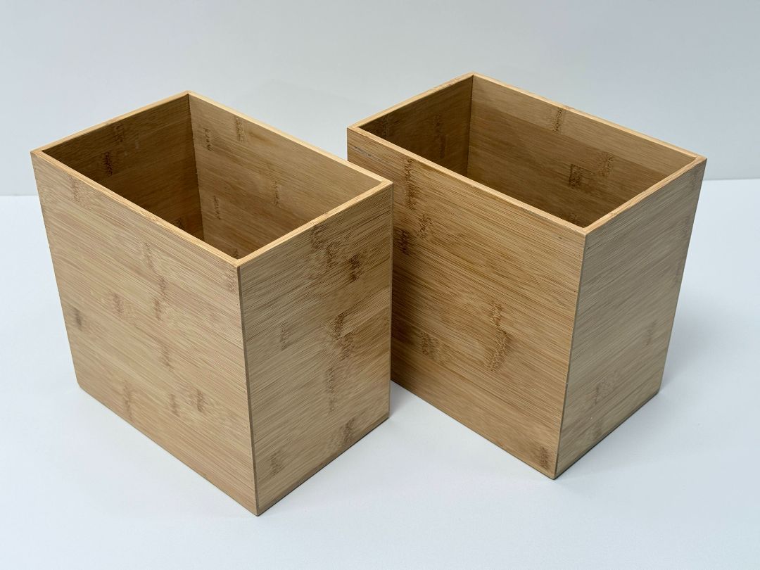 Set of 2 Bamboo Storage Bins or Wastebaskets – 9x6x9"