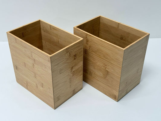 Set of 2 Bamboo Storage Bins or Wastebaskets – 9x6x9"