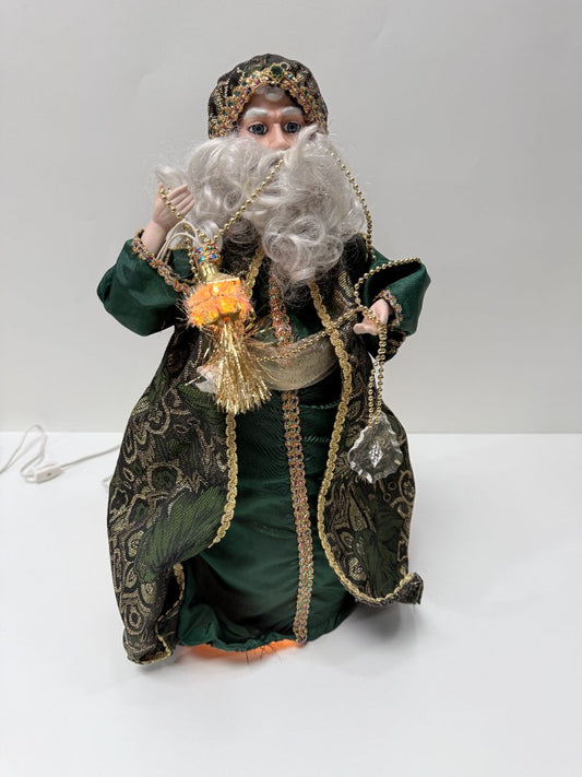Vintage Animated Wise Man Christmas Figure With Light Up Lantern 18 Inch Holiday Decor