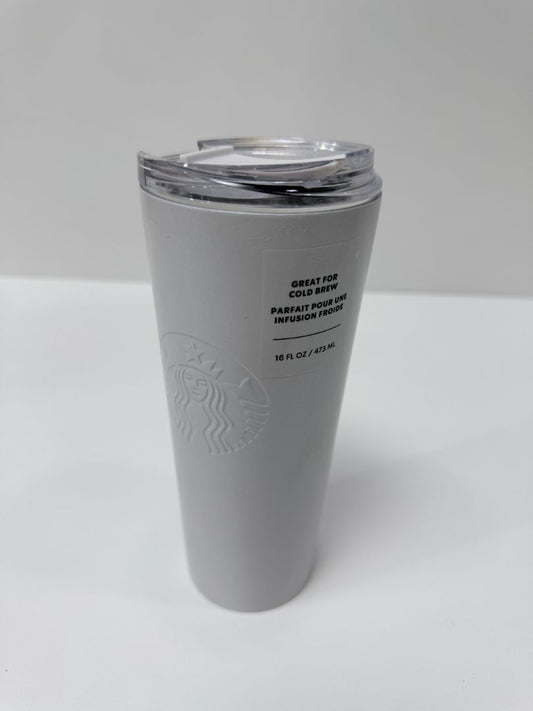 Starbucks Matte White 16 oz Cold Tumbler With Clear Lid Reusable Travel Cup
