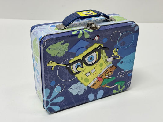 SpongeBob SquarePants Metal Lunch Box Tin Blue Nerd Explorer Design Collectible