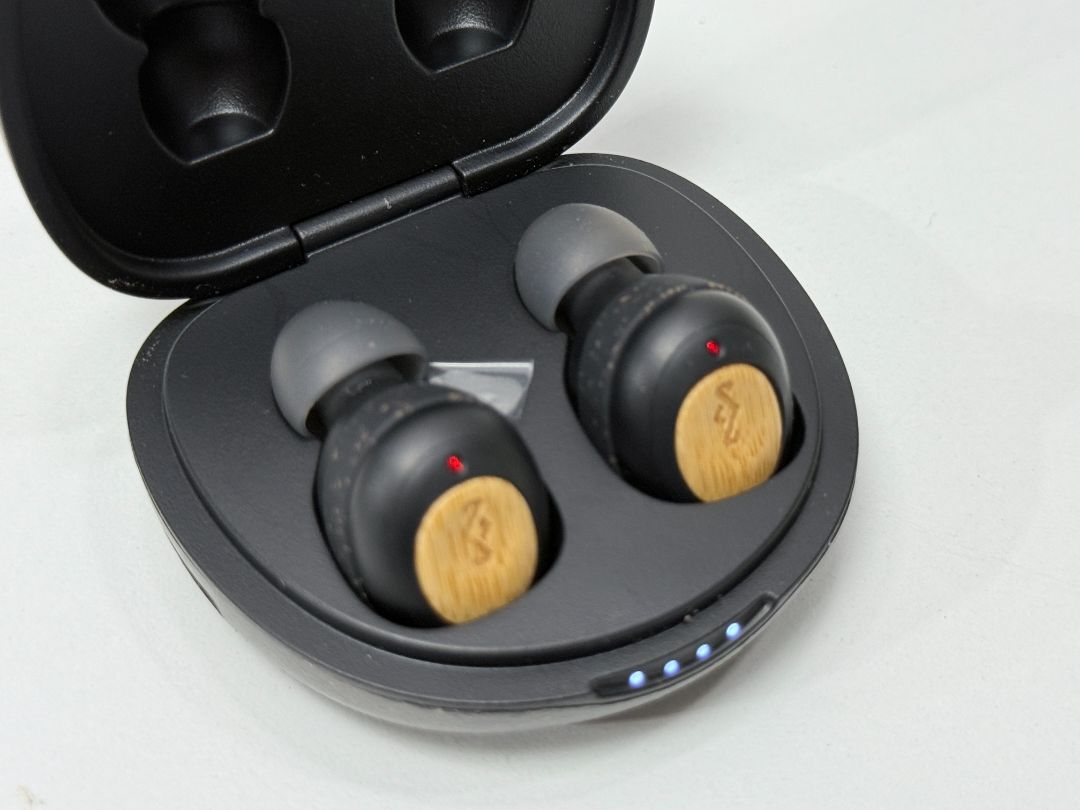 House of Marley Champion Wireless Bluetooth Earbuds With Charging Case Eco Friendly Bamboo Style