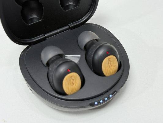 House of Marley Champion Wireless Bluetooth Earbuds With Charging Case Eco Friendly Bamboo Style