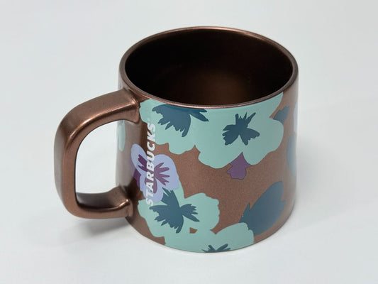 Starbucks Floral Ceramic Mug 14oz 2020 Brown Blue Green Purple Collectible