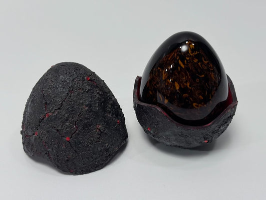 Decorative Dragon Egg Display Resin Sculpture Fantasy Art Piece With Shell 5 Inch Tall