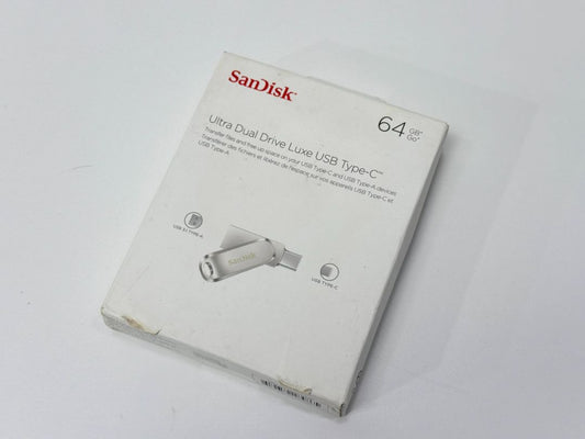 New SanDisk Ultra Dual Drive Luxe 64GB USB Type C And Type A Flash Drive Metal Swivel Design