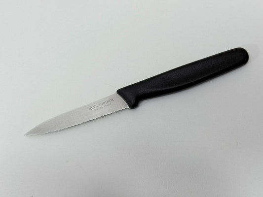 Victorinox Swiss Made 3" Serrated Paring Knife – Black Handle