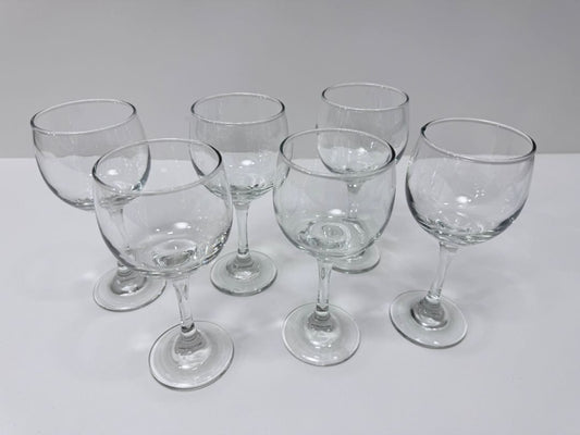 Clear Glass Wine Goblets Set of 6 Classic 7 Inch Tall Drinking Glasses