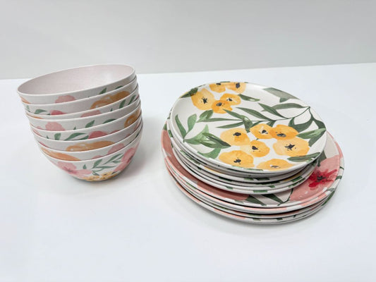 Melamine Floral Dish Set Plates And Bowls