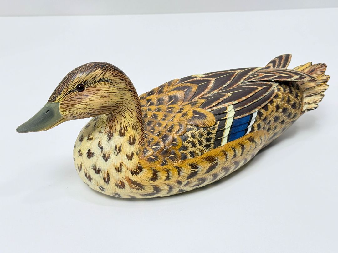 Hand Carved Hand Painted Wooden Mallard Duck Figurine Realistic Wildlife Decor