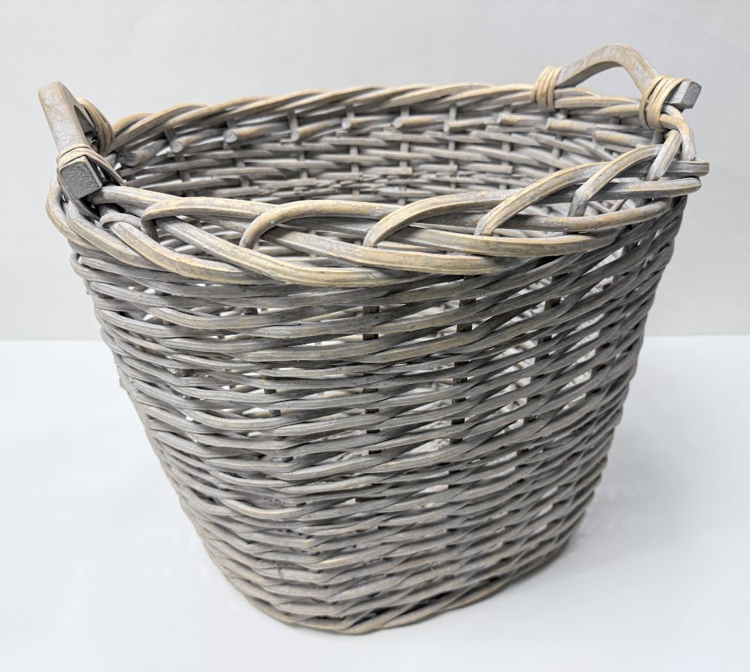 Woven Wicker Laundry or Blanket Basket 19x17x16 Inches
