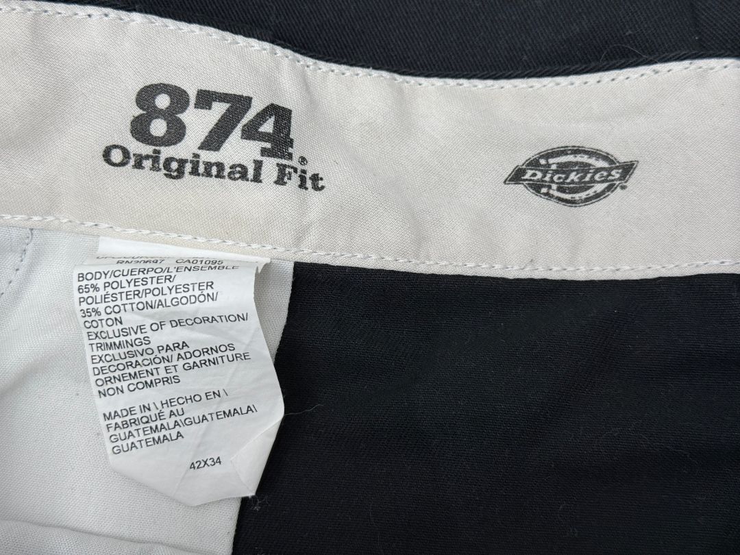 New Dickies 874 Original Fit Black Work Pants 42x34 Durable Polyester Cotton Blend