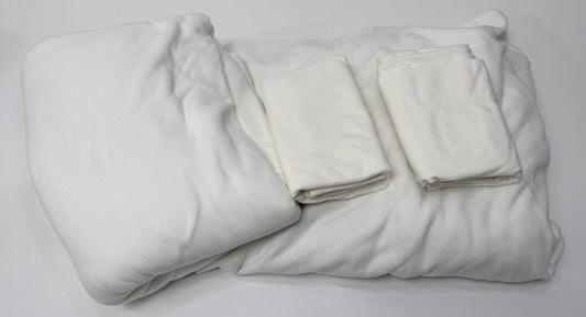 Life Comfort Queen Flannel Sheet Set Soft White Fleece Bedding Cozy Warm
