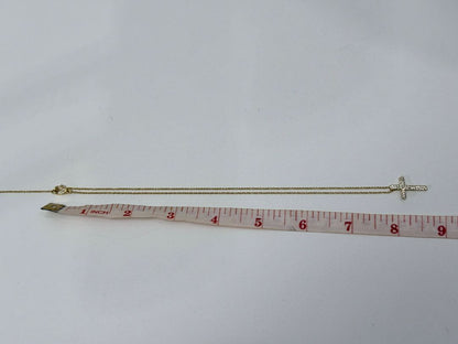 Nadri Gold Tone Cross Necklace with CZ Stones / 16" Adjustable Chain