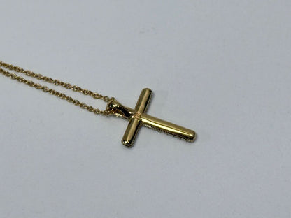 Nadri Gold Tone Cross Necklace with CZ Stones / 16" Adjustable Chain