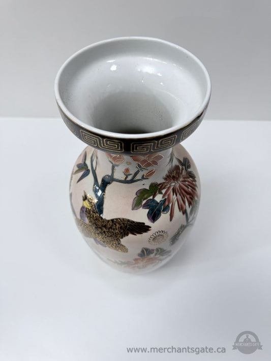 Decorative Floral Ceramic Vase Large 16.5 Inch Hand Painted Style Home Decor