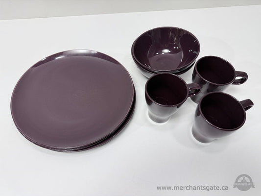 IKEA FÄRGRIK Dark Purple Plates Bowls Mugs Set Ceramic Dinnerware 10" Plates