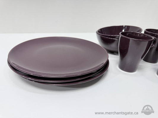 IKEA FÄRGRIK Dark Purple Plates Bowls Mugs Set Ceramic Dinnerware 10" Plates