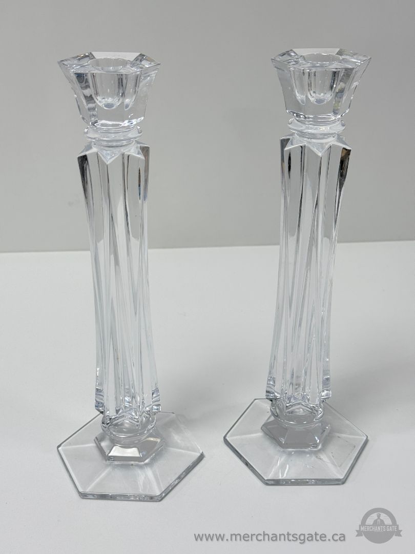 Set of Crystal Style Taper Candle Holders Pair 12 Inch Decorative Home Decor