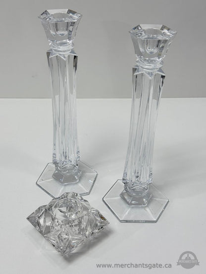 Set of Crystal Style Taper Candle Holders Pair 12 Inch Decorative Home Decor