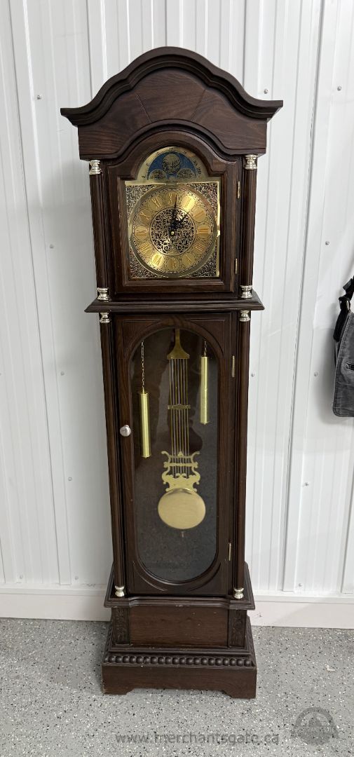 Vintage Grandfather Clock Battery-Operated Pendulum Westminster Chime 71" Tall