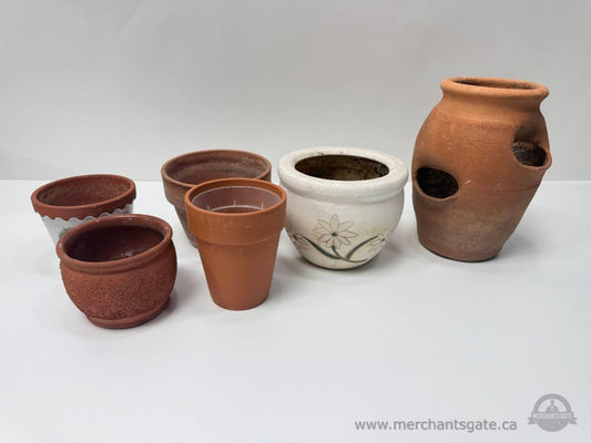 Assorted Garden Planters Lot of Seven Mixed Sizes